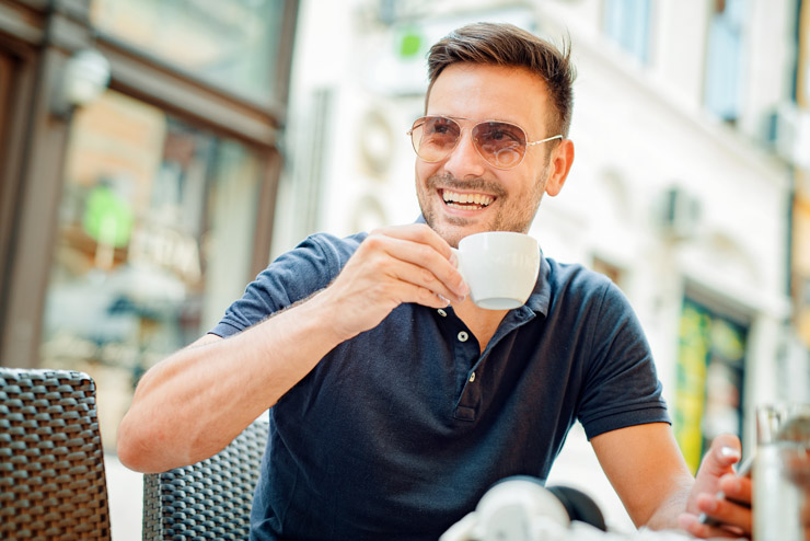 Man drinking coffee