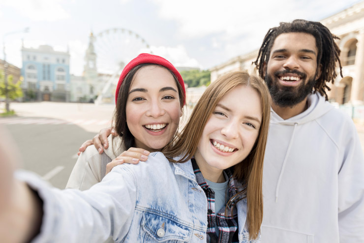 Friends taking selfie