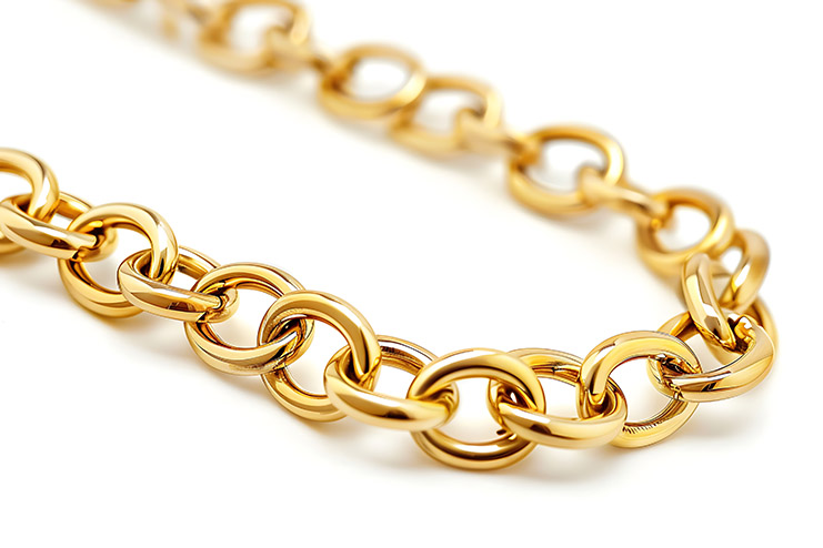 Gold Chain isolated on white background. 3D rendering.