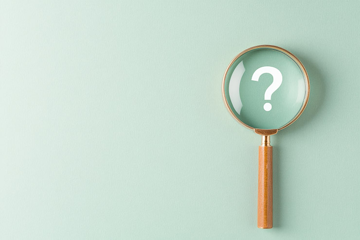 Magnifying glass, question slide, idea, information slide