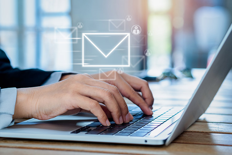 Sending Email and business marketing concepts. Fast moving of di